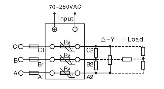 3 phase SSR wiring diagram 70-280VAC