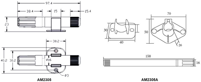 Temperature and humidity sensor AM2305A dimensional drawing