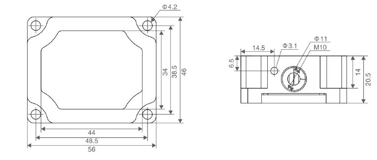 Dimensions of canopen high precision inclinometer sensor 15°-180°