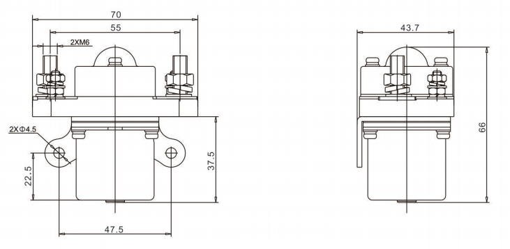 dc contactor 100a dimension