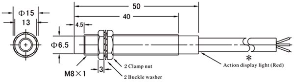 Proximity sensor inductive M8 dimensional drawing