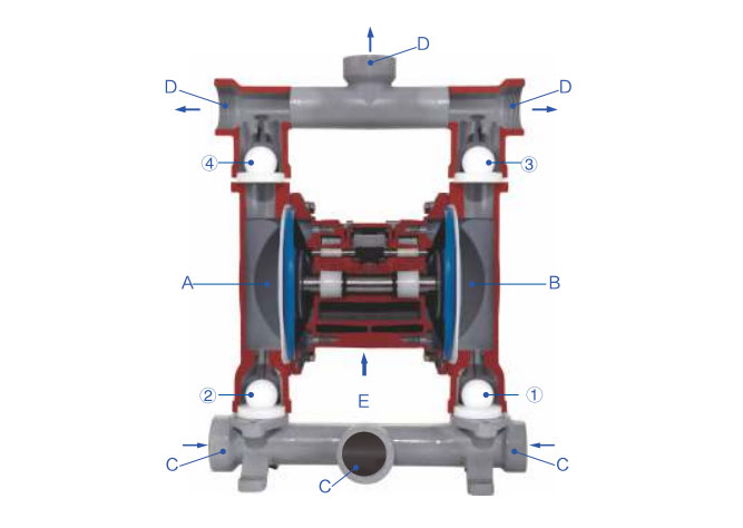 Working Principle of 1 inch Air Operated Diaphragm Pump