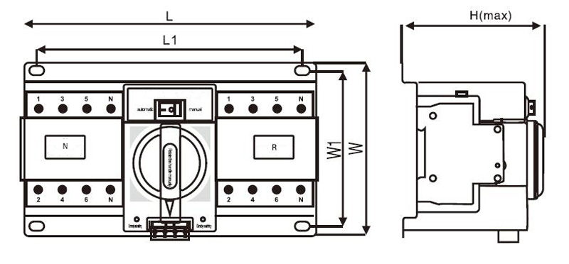 ATS Transfer Switch 6A-63A Dimensions