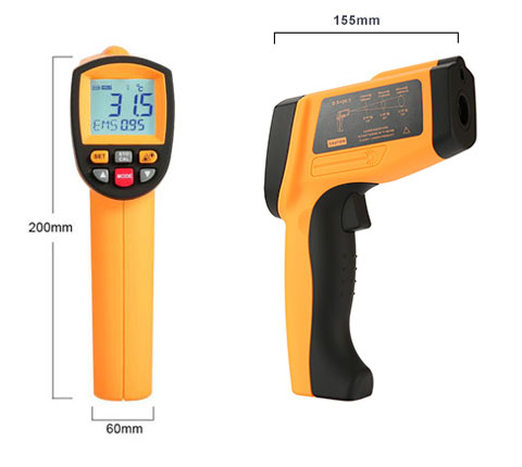 High temperature infrared ir thermometer dimension