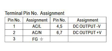 SMPS terminal pin number assignment