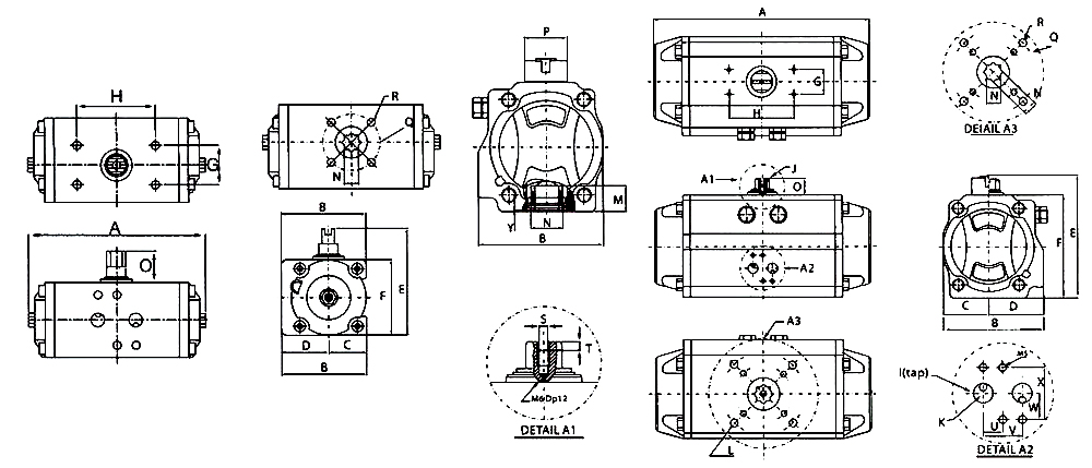 Pneumatic actuator dimension