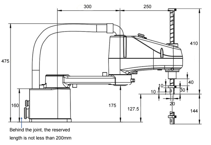 550mm arm length scara robot dimension