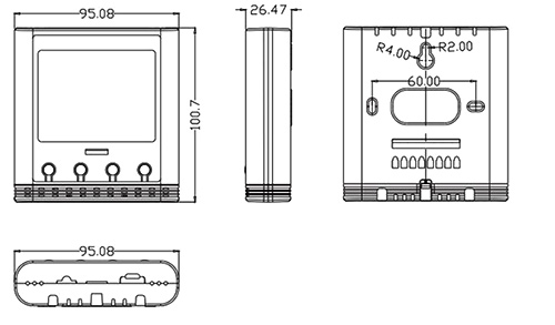 Temperature and humidity transmitter GSP886 dimensional drawing