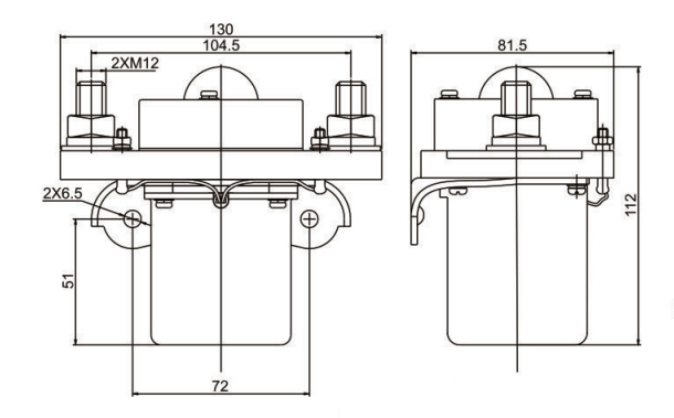 dc contactor 600a dimension