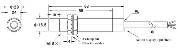 Proximity sensor capacitive M18 dimensional drawing