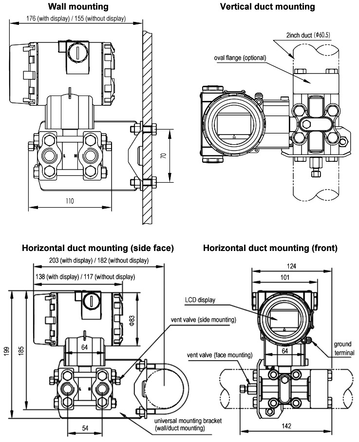 Differential pressure transducer mounting diagram