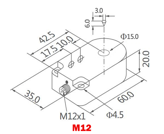 Dimension of 15mm ring type proximity sensor of M12