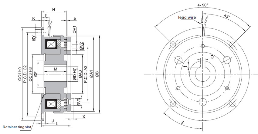 Electromagnetic clutch dimension