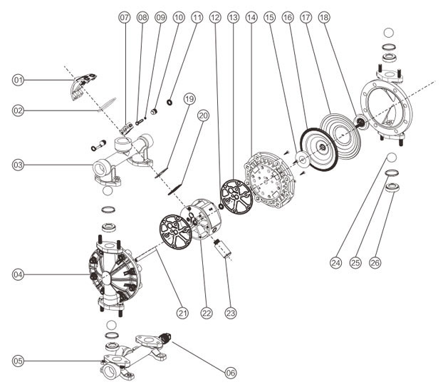 Details of 3/8 inch Air Operated Double Diaphragm Pump