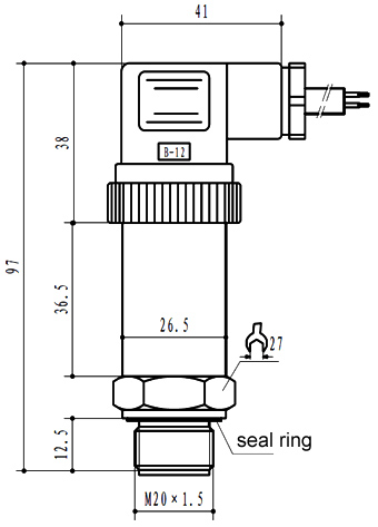 Diaphragm pressure sensor dimensional drawing