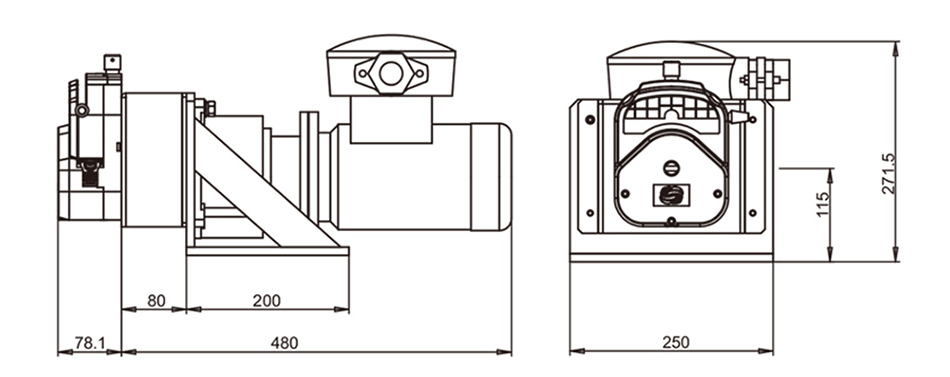 Dimensions of 4500 GPD Explosion-Proof Peristaltic Pump