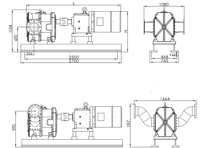 30 kW lobe pump installation dimensions