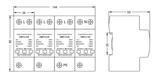 Type 2 SPD Dimensions