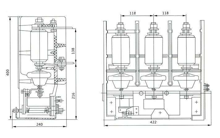 Outline and installation dimension of ac contactor