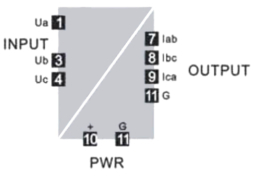 3 phase AC voltage transducer output 0-20mA/4-20mA wiring