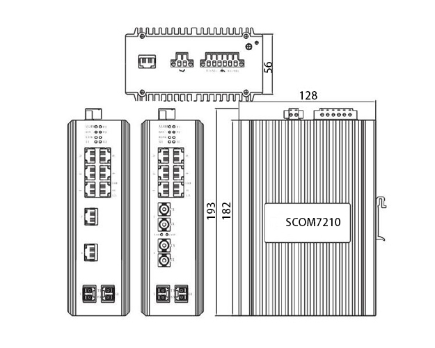 10 port gigabit managed industrial ethernet switch dimension