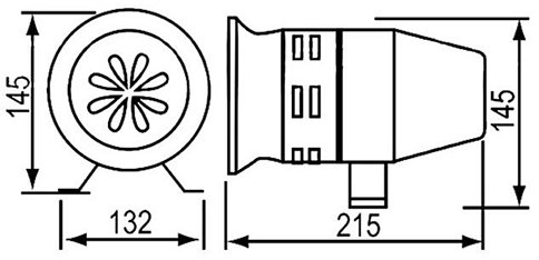 Motor alarm 130dB 220VAC/110VAC one-way dimension