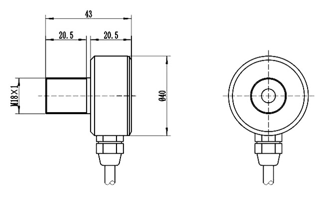 Dimensions of non-contact infrared temperature sensor