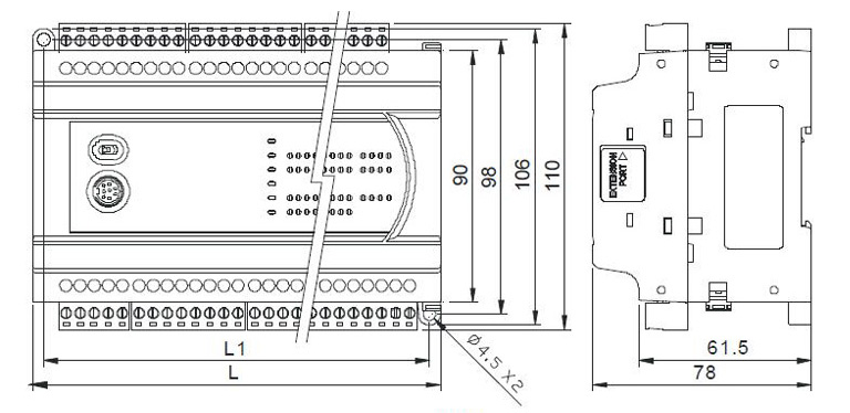 ES2 Series PLC Demensions