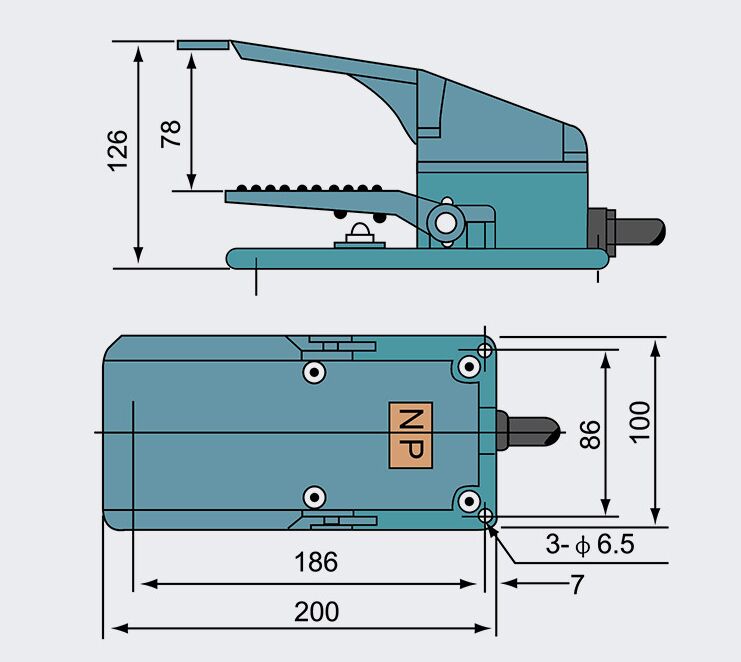 Dimension of foot switch of CFS-302