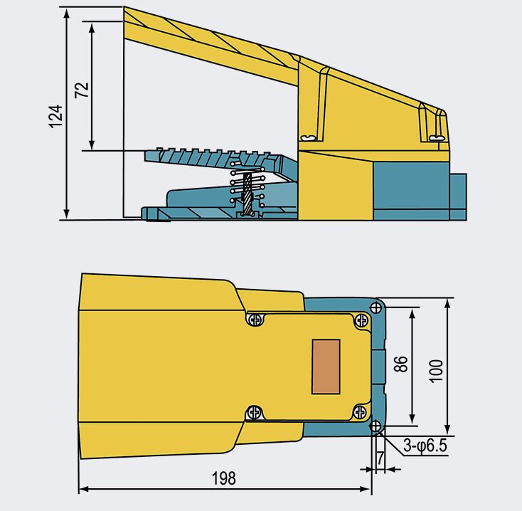 Dimension of foot switch of CFS-502