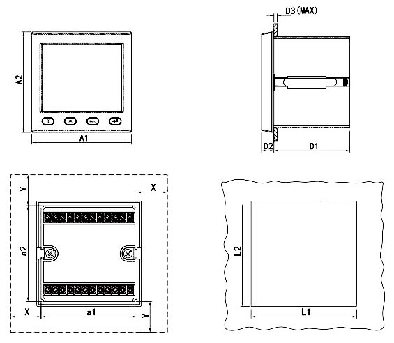 Dimensions of Digital Ampere Meter