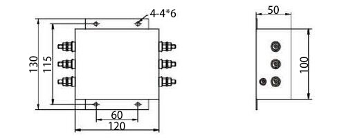 20A 3-phase EMI Line Filter Dimension