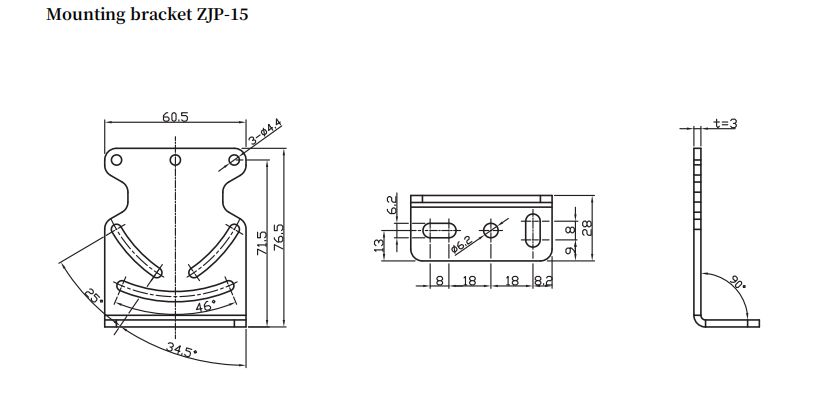 Accessory dimension of laser distance sensor