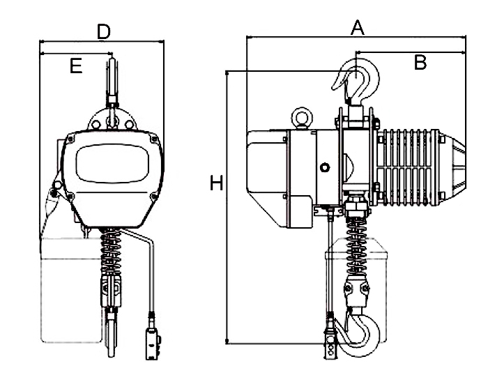 Electric chain hoist dimension