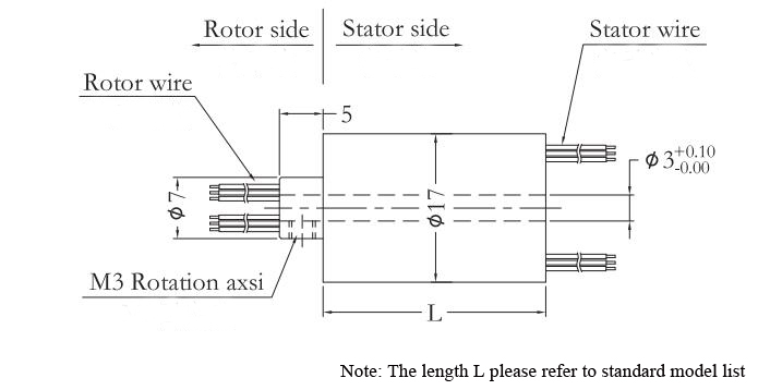 CHN-THSR-H0317 Through Hole Slip Ring Dimension Drawing