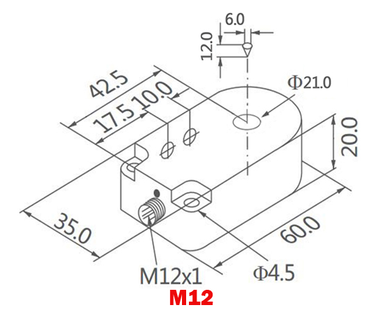 Dimension of 21mm ring type proximity sensor of M12