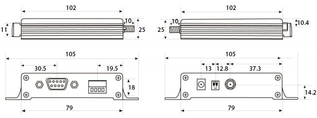 Installation dimension of data transfer unit model 433l37