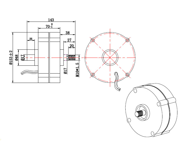 200W generator dimension