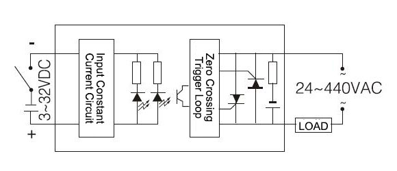 industrial Solid State Relay SSR-200DA Wiring Diagram