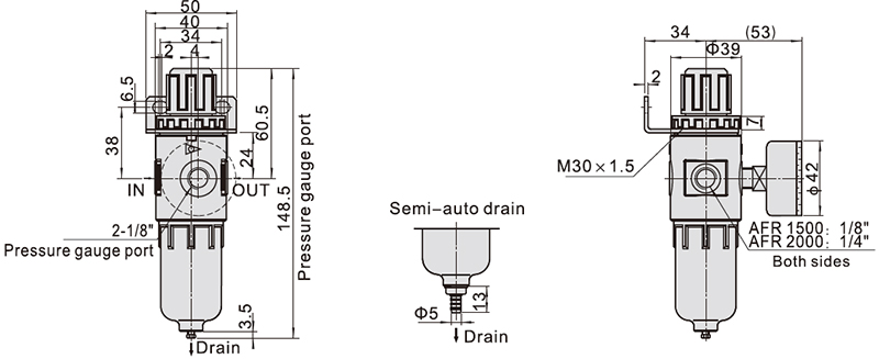 1pc pneumatic filter dimension