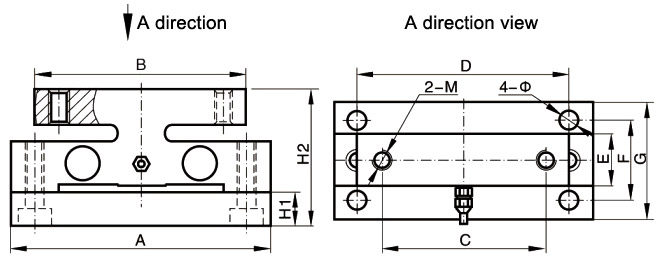 Shear beam load cell 1 ton to 30 ton dimensional drawing