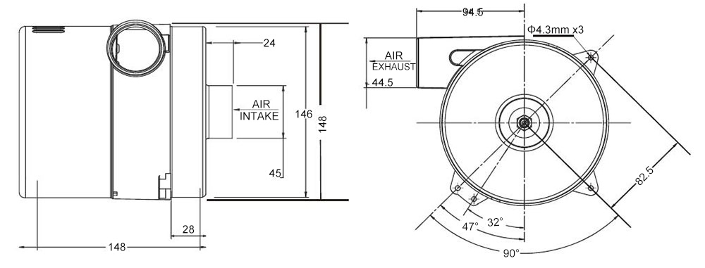 Air blower 90 CFM dimensions