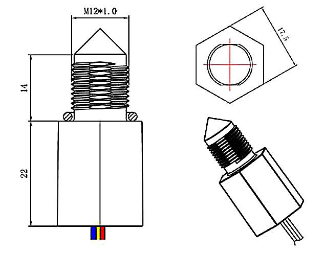 Dimensions of Photoelectric Liquid Level Sensor