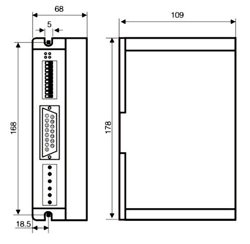 Dimensions of 3 Phase AC 90V-230V Digital Stepper Motor Driver