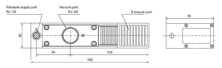 Dimensions of Multistage Venturi Vacuum Generator Ejector