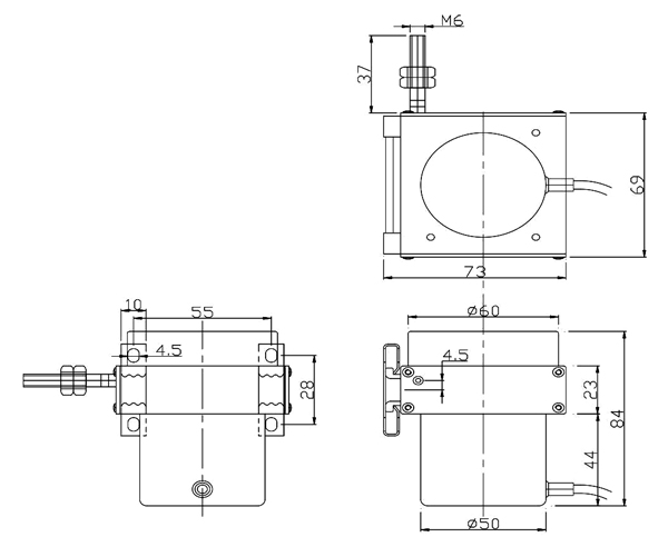 draw wire sensor 2500mm imensional drawing.