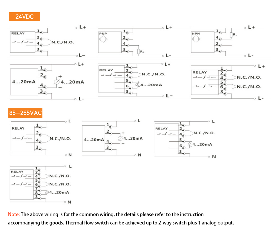 Thermal dispersion liquid flow switch wiring diagram