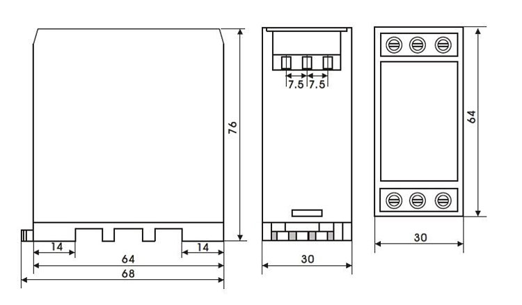 3-Phase Voltage Phase Monitoring Relay SPDT Dimension