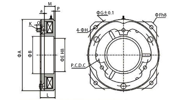 High torque electromagnetic brake dimension