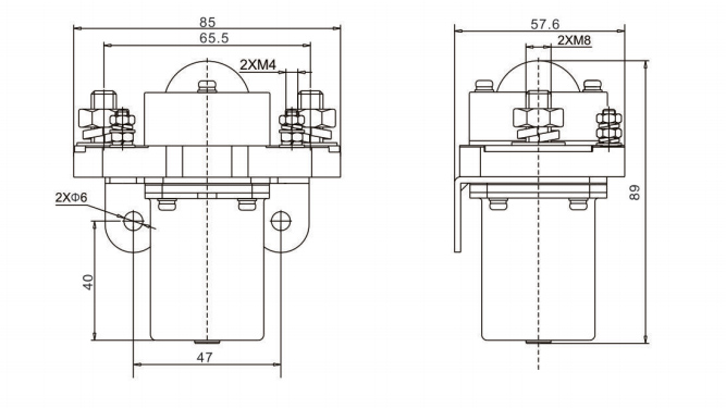 dc contactor 200a dimension